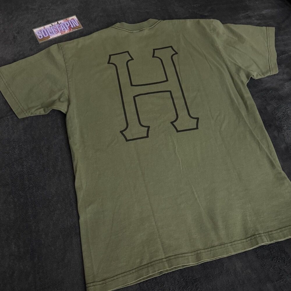 Huf Men's Medium Olive Green Crew Neck Short Sleeve Graphic Logo Tee T-Shirt